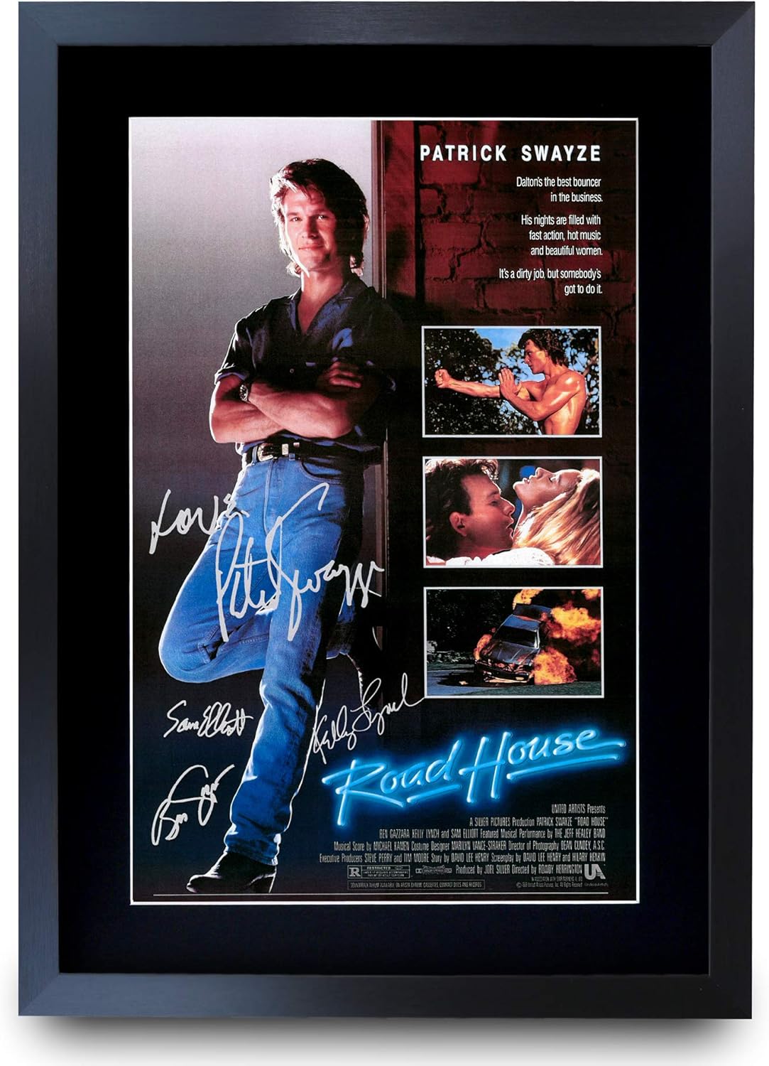 Hwc Trading A3 Fr Roadhouse The Cast Patrick Swayze Gifts Printed Poster Signed Autograph Picture For Movie Memorabilia Fans A3 Framed Home Kitchen Photographs