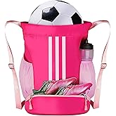 Champhox Soccer Bag, Youth Soccer Basketball Bag with Compartments Drawstring Backpack for Football Volleyball Gym Training