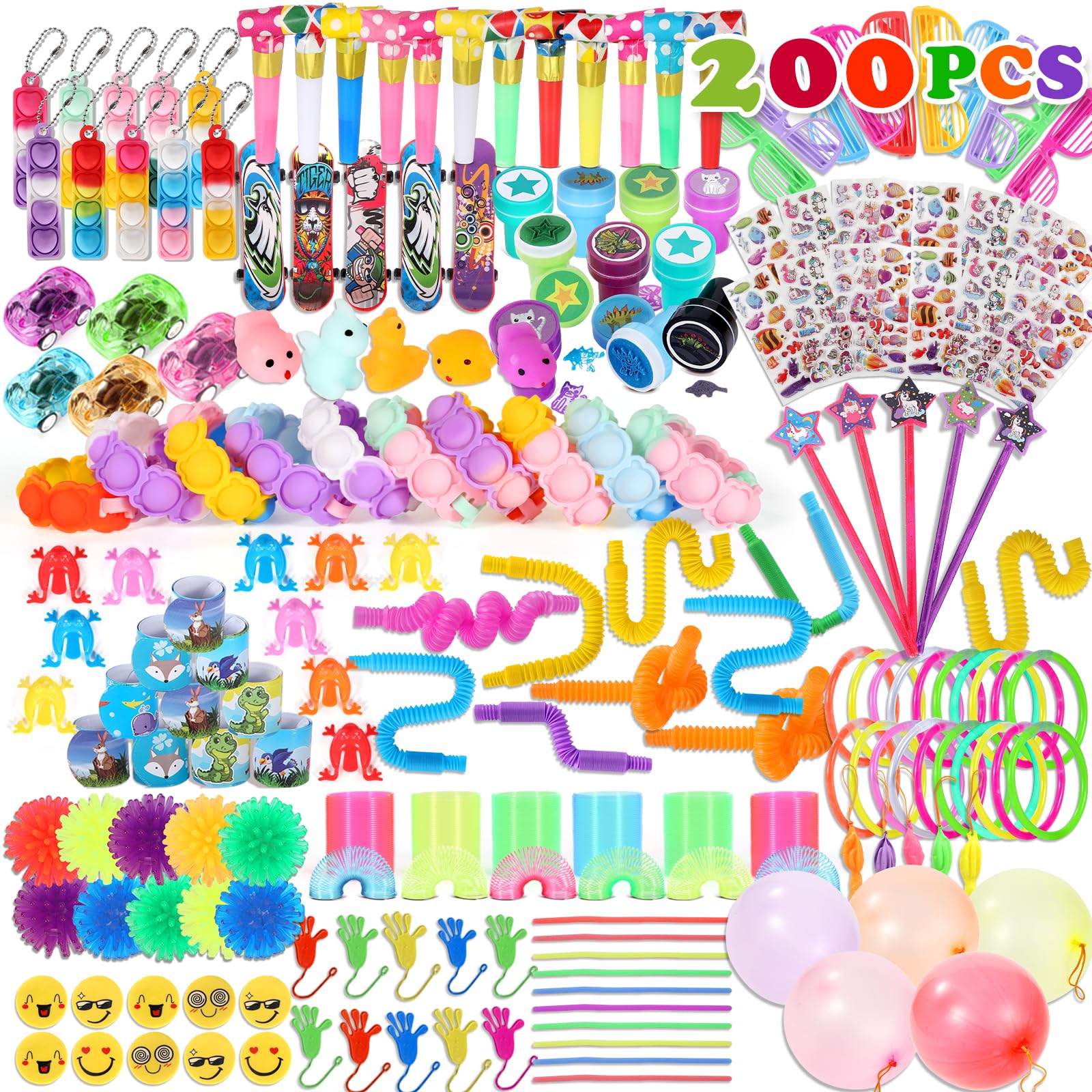 OGNI ORA 200 PCS Party Bag Fillers for Kids, Assortment Toys Pack for Boys Girls, Classroom Prizes Rewards Goodie Loot Bag Fillers, Birthday Party Christmas Stocking Gift Favours — image 1
