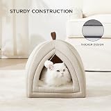 Bedsure Cat Cave Bed Igloo with Removable Washable Cushion Beige 40x40x40cm view 2