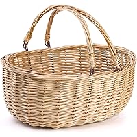 Dicunoy Wicker Picnic Basket with Handle, Large Empty Gift Basket to Fill, Open Top Market Harvest Baskets for Garden, Fruit,