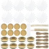 AOUXSEEM 8 Sets Basket Weaving Craft Kit for Beginners,DIY Burlap Style Desk Storage Small Parts Candy Cookies Bowls,8 inches Plastic Base and 109yd Jute Twine and Cork Linings &amp; Lace