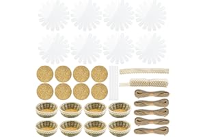 AOUXSEEM 8 Sets Basket Weaving Craft Kit for Beginners,DIY Burlap Style Desk Storage Small Parts Candy Cookies Bowls,8 inches Plastic Base and 109yd Jute Twine and Cork Linings & Lace & Hot Glue Sticks