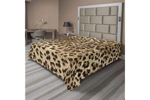 Ambesonne Leopard Print Flat Sheet, Skin Pattern of a Wild Savannah Animal Powerful Panther Big Cat, Soft Comfortable Top Sheet Decorative Bedding 1 Piece, California King, Brown Beige