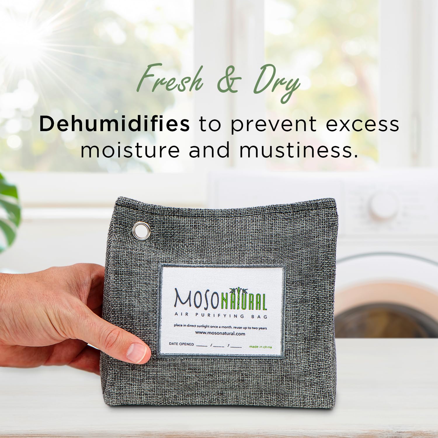 Moso Natural Air Purifying Bag 300g (10.58oz) Premium Bamboo Charcoal Odor Absorber for Home & Pet, Closet Odor Eliminator & Small Room Deodorizer, Charcoal Bags Last 2 Years, Unscented (5 Pack)