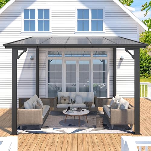 AECOJOY 10' x 8' Gazebo for Patio, Small Wall-Mounted Lean to