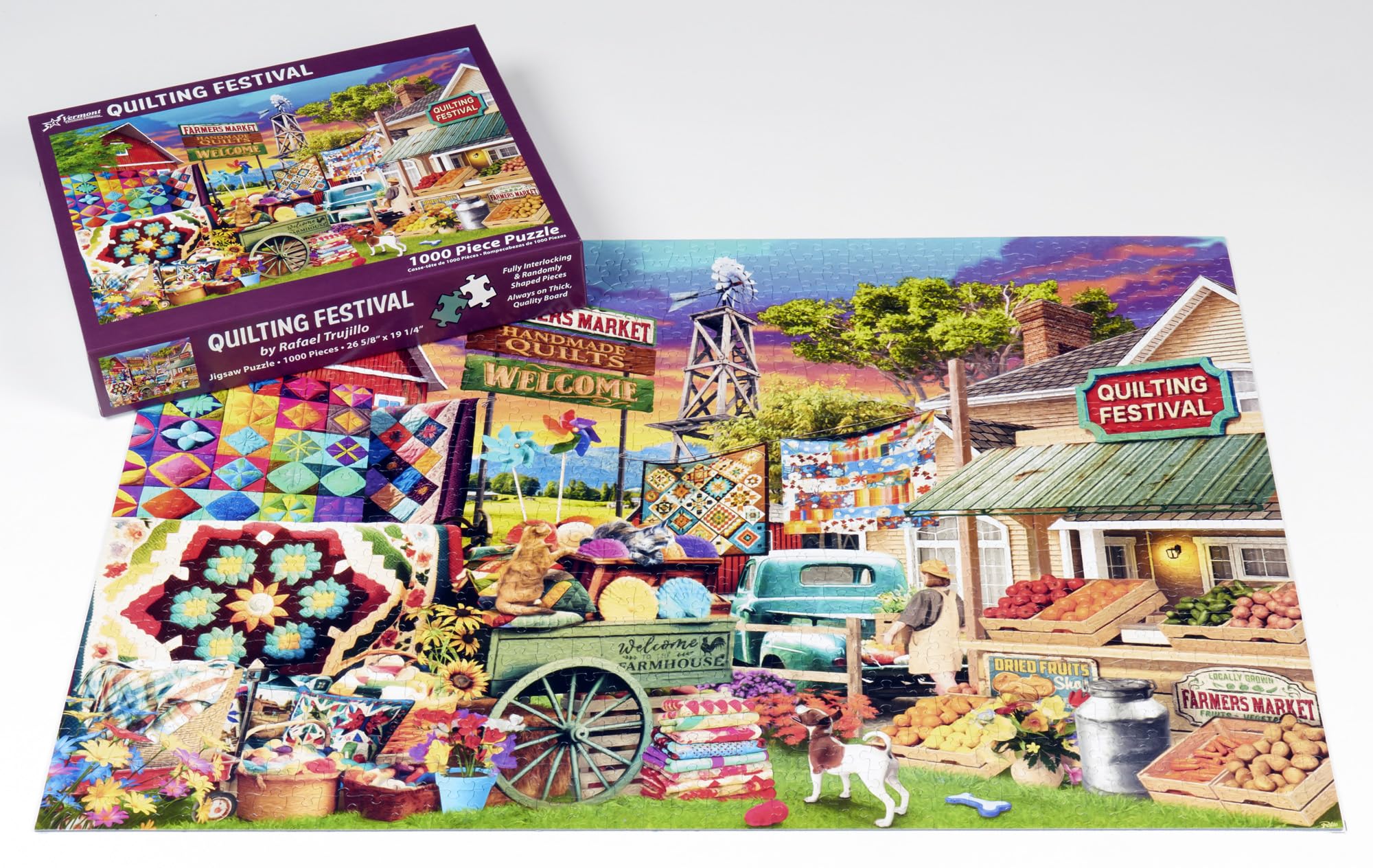 Vermont Christmas Company Quilting Festival Jigsaw Puzzle 1000 Piece - Colorful Puzzle for Adults - Randomly Shaped and Fully Interlocking Pieces