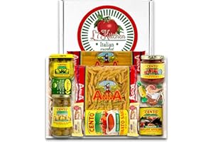 L7 KITCHEN Family Style Imported Italian Gift Basket with Pasta, Sauce, Antipasto and More