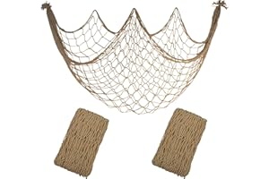IHANSEE 2 Pack Fish Net Decorations - 80x40 Inch Brown Fishing Net Decor for Under The Sea Hawaiian Beach Themed Party, 3mm Thick Natural Cotton Versatile Nautical Netting for Party Wall Table Ceiling Decor