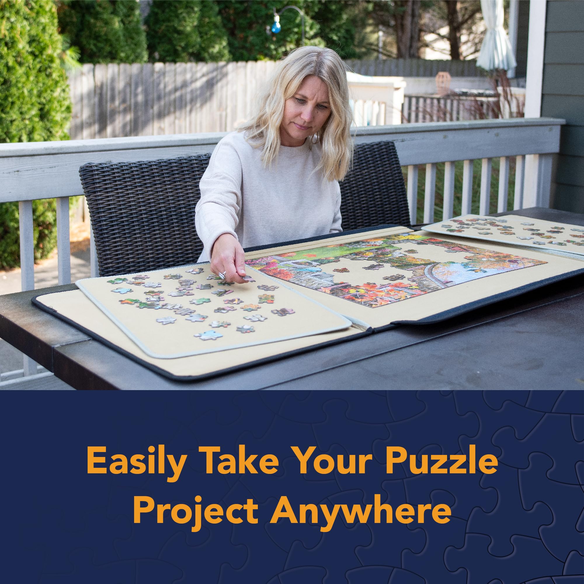 Bits and Pieces Portapuzzle Portable Puzzle Board 1500 Pieces - Compact Lightweight Foldable Portable Puzzle Mat with Removable Sorting Areas - 24.5 Inch x 35.5 Inch