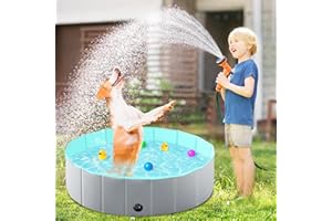 LUXPOOL Foldable Dog Pool, Kiddie Pool Hard Plastic Pool for Kids, Portable Dog Pool PVC Pet Swimming Pool, Collapsible Pool Dog Bathing Tub, Dog Swimming Pool Suitable for Indoor and Outdoor (32 x8 Inch)
