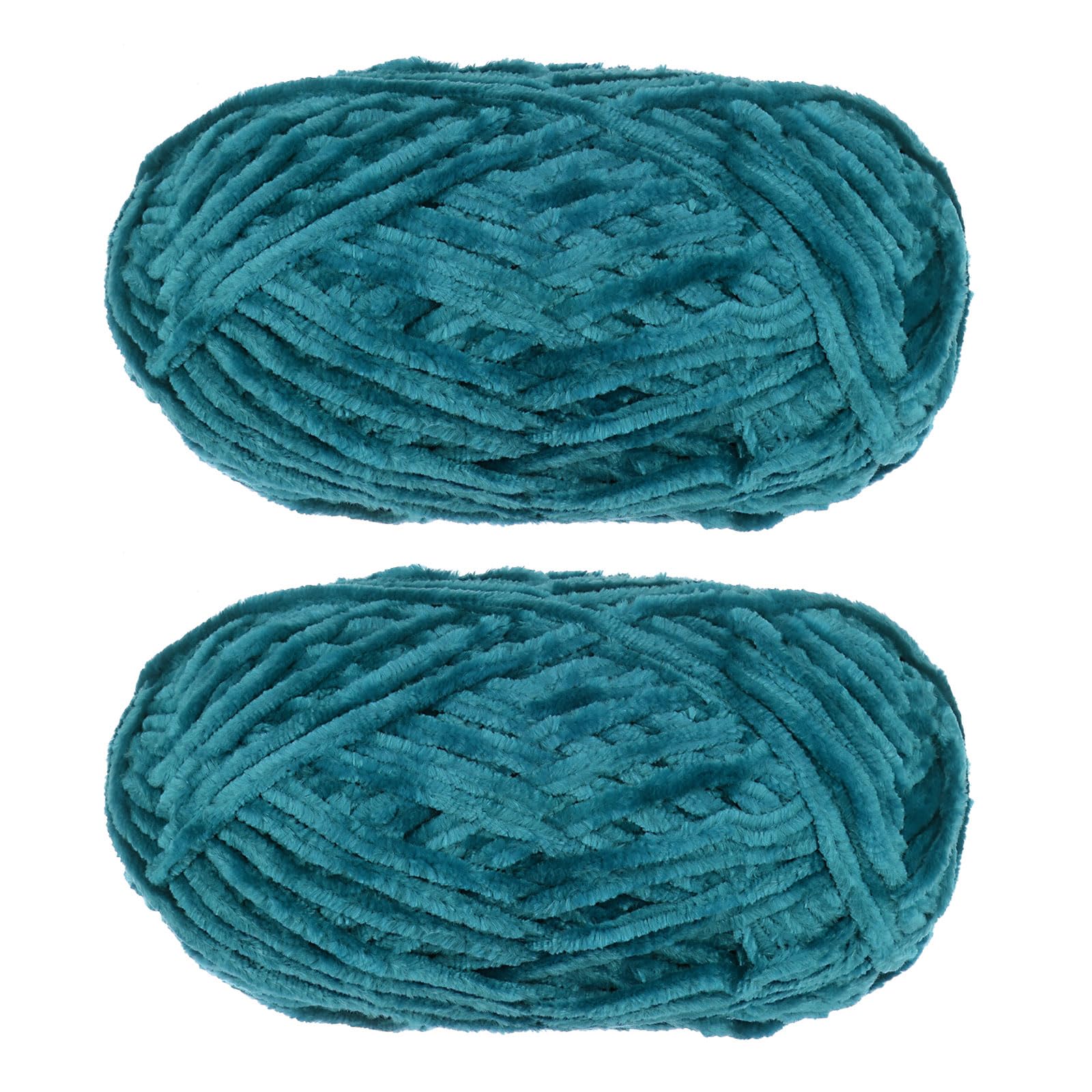 uxcell 2Skeins Velvet Chenille Yarn 2x100g/7.1oz 174 Yards Total Length #6 Super Bulky Polyester Soft Blanket for Knitting Weaving Bag, Blue-Green