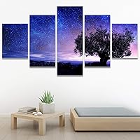 SIGNWIN 5 Panel Canvas Wall Art Astronomy & Space Cosmic Decorative Elements Dramatic Multicolor Photography for Home Decorations Ready to Hang - 60