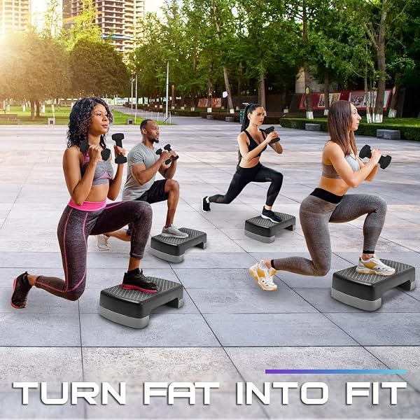 YES4ALL AEROBIC EXERCISE STEP PLATFORM WITH ADJUSTABLE RISERS FOR HOME GYM FITNESS WORKOUT