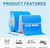 CARBOU Kinesiology Tape 5cm x 5m 2 Rolls Water Resistant Blue Black view 2