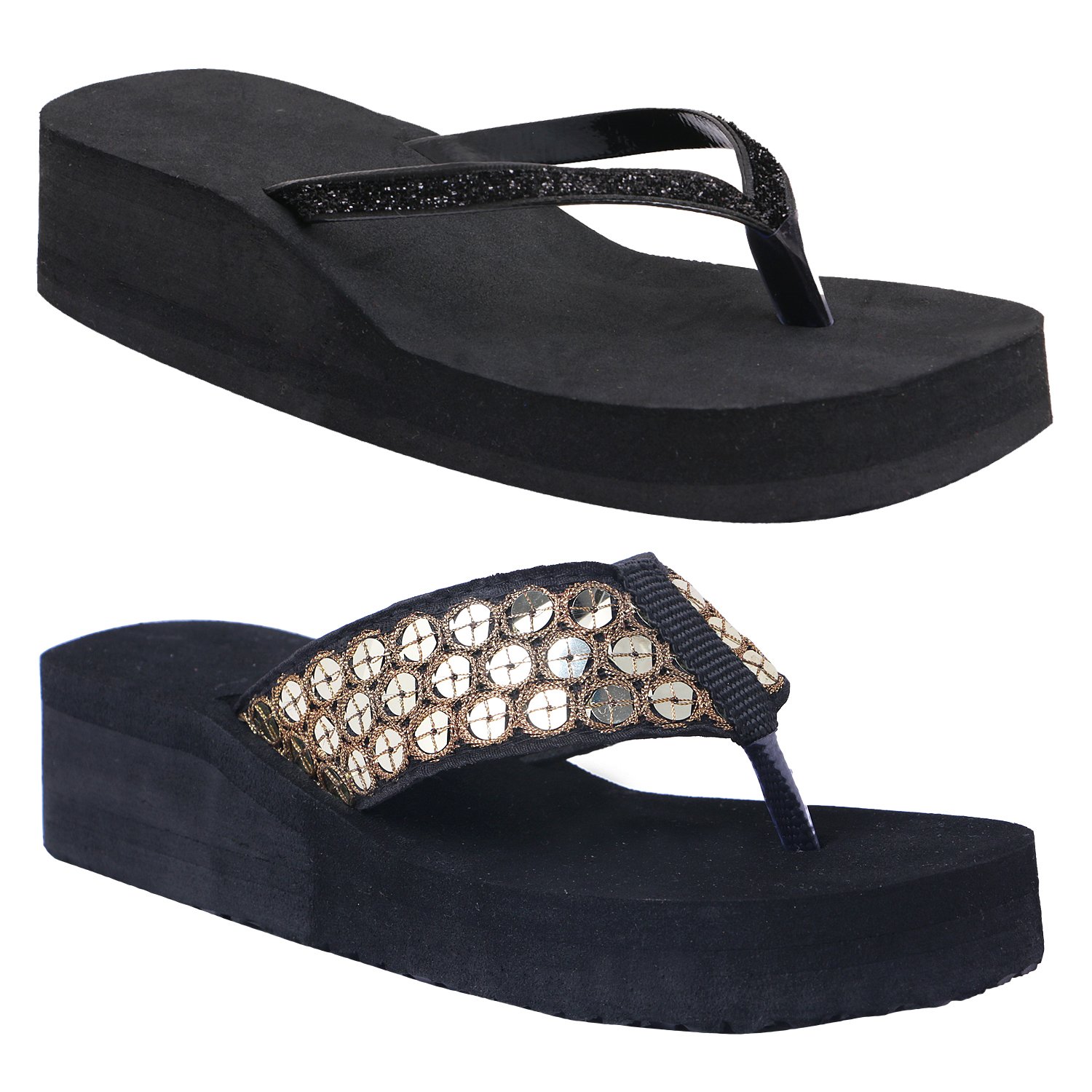 hd casual rubber flip-flop slippers for women (set of 2)