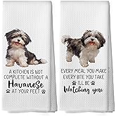 shiviody Havanese Kitchen Towels - Havanese Gifts Dish Towels,Dog Mom Lovers Gifts Decorative Absorbent Dishcloths Hand Towel Set of 2 for Kitchen Decor 16x24 Inches