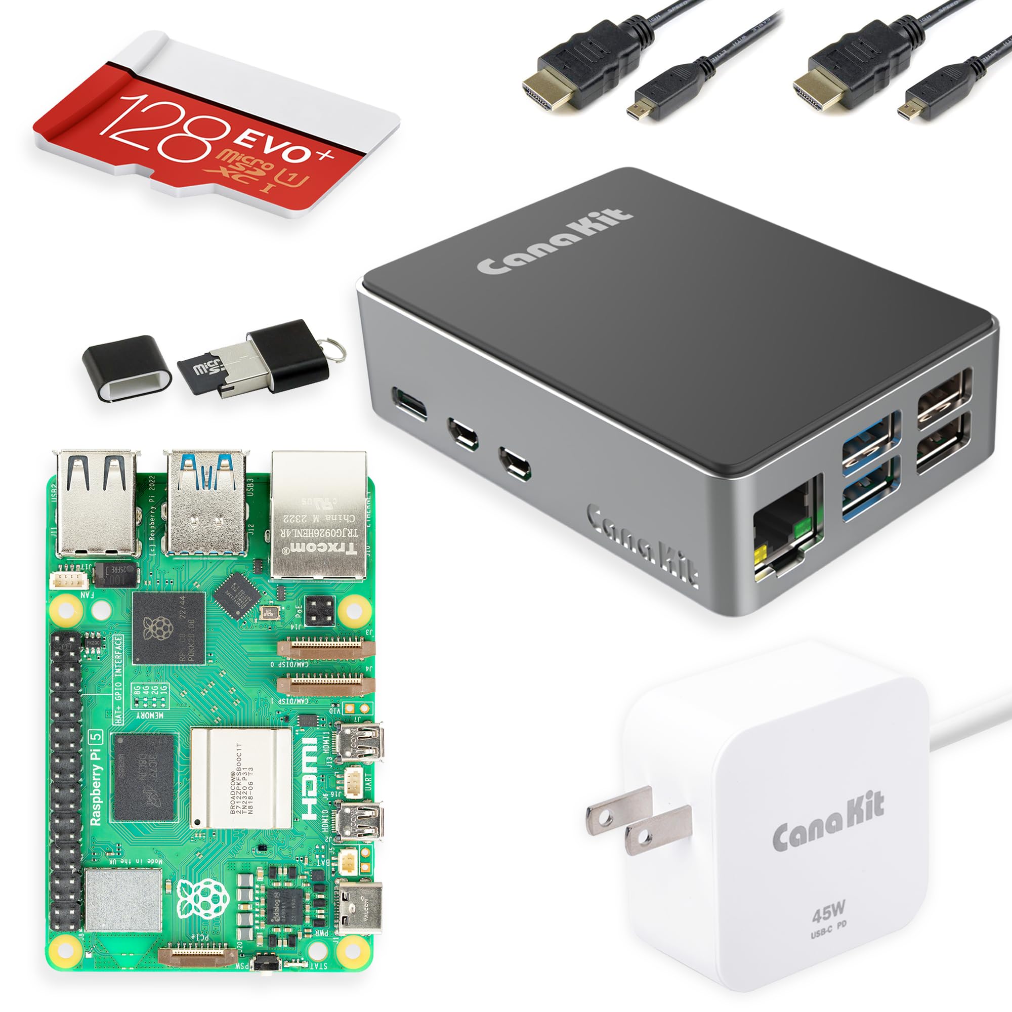 CanaKit Raspberry Pi 5 Starter Kit PRO - Aluminum (128GB Edition) (8GB RAM)