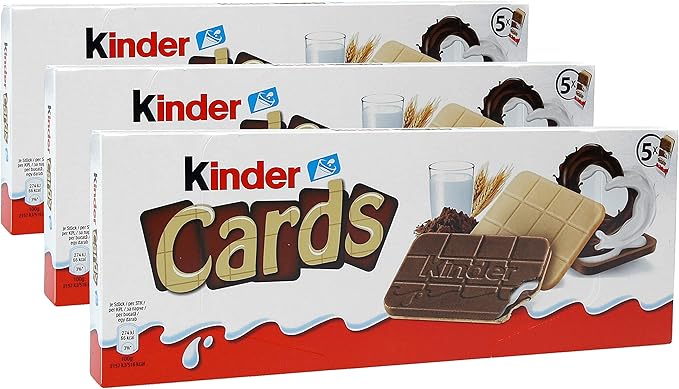 3x Kinder Cards Italian Wafer Biscuit 