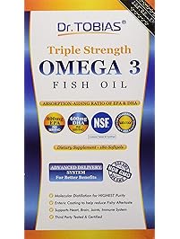 Dr. Tobias Omega 3 Fish Oil Triple Strength, Burpless, Non-GMO, NSF-Certified, 180 Counts