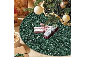 OMKSIH Green Christmas Tree Skirt 21 Inch Personalized Sequin Tree Skirt Emerald Green Glitter Tree Skirts Pencil Tree Skirt for 4FT Tree Velvet Christmas Tree Skirt Collar for Merry Christmas Decorations
