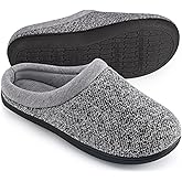 HomeTop Women's Knit Memory Foam Slippers Warm Soft House Shoes with Anti-slip Sole