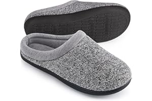 HomeTop Women's Knit Memory Foam Slippers Warm Soft House Shoes with Anti-slip Sole