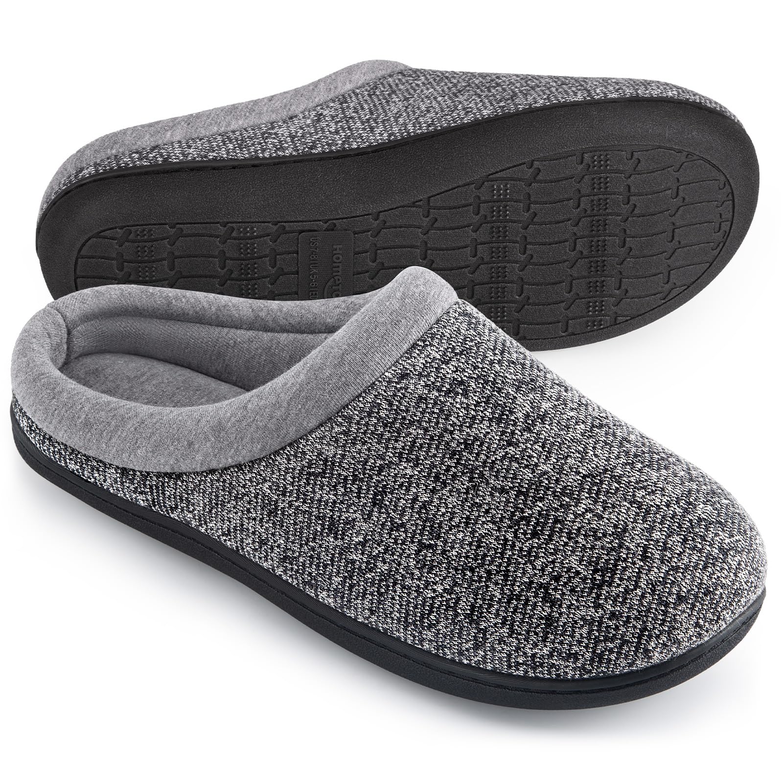 Photo 1 of HomeTop Women's Knit Memory Foam Slippers Warm Soft House Shoes with Anti-slip Sole (5-6 M US, Space Black)