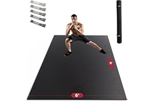 HAPBEAR Extra Large Exercise Mat-7'x5'/6'x8'/6'x9'x8mm(1/3 inch),Non-Slip, Ultra Durable, Thick Workout Mats for Home Gym Flooring Cardio, Yoga Mats for Fitness, High-Density Exercise Mat, Shoes-Friendly