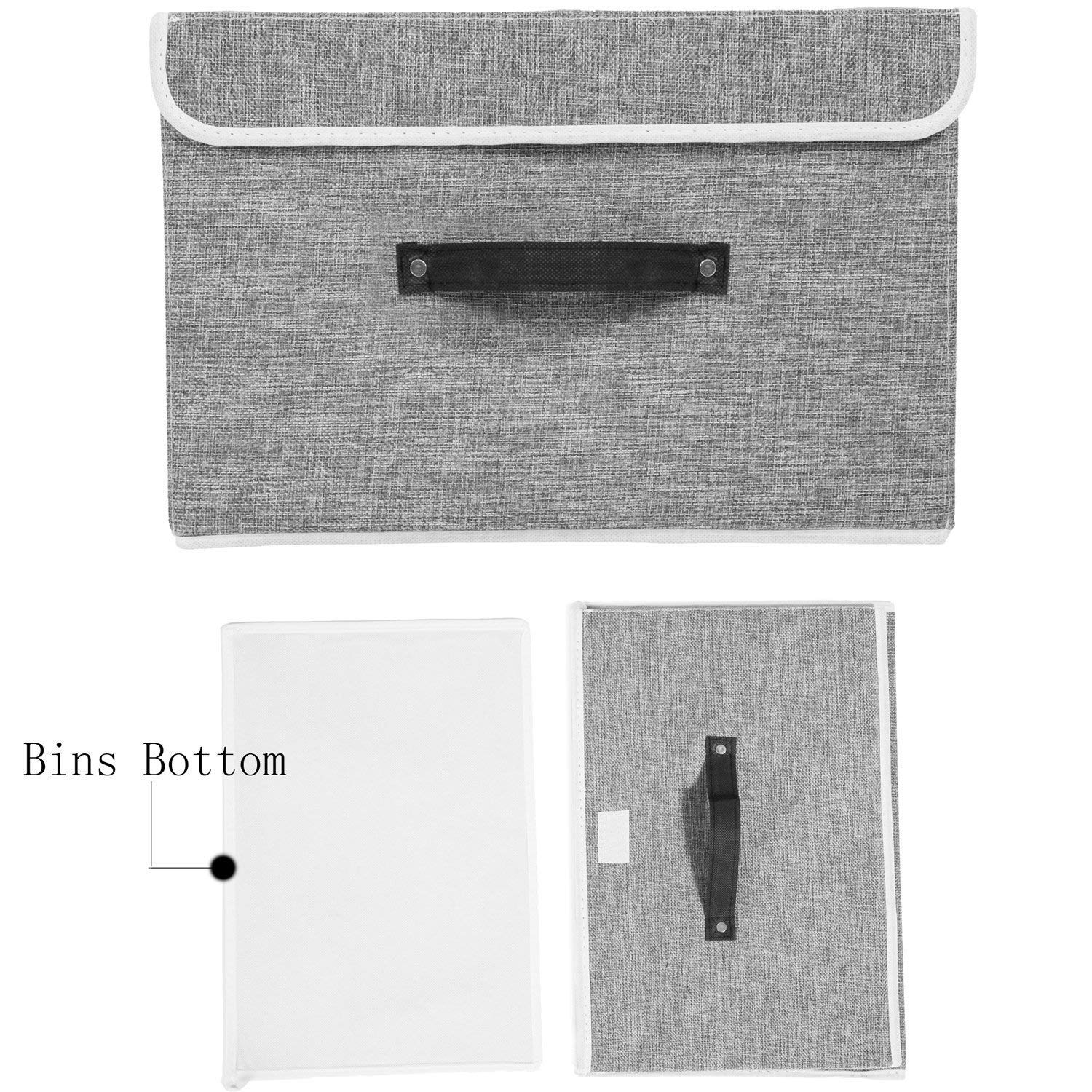 EZ GENERATION Storage Bins Set, Storage Baskets Pack of 2 Foldable Storage Boxes Cubes with Lids, Fabric Storage Bin Organizer Collapsible Box Containers for Nursery,Closet,Bedroom,Home(Light Gray)