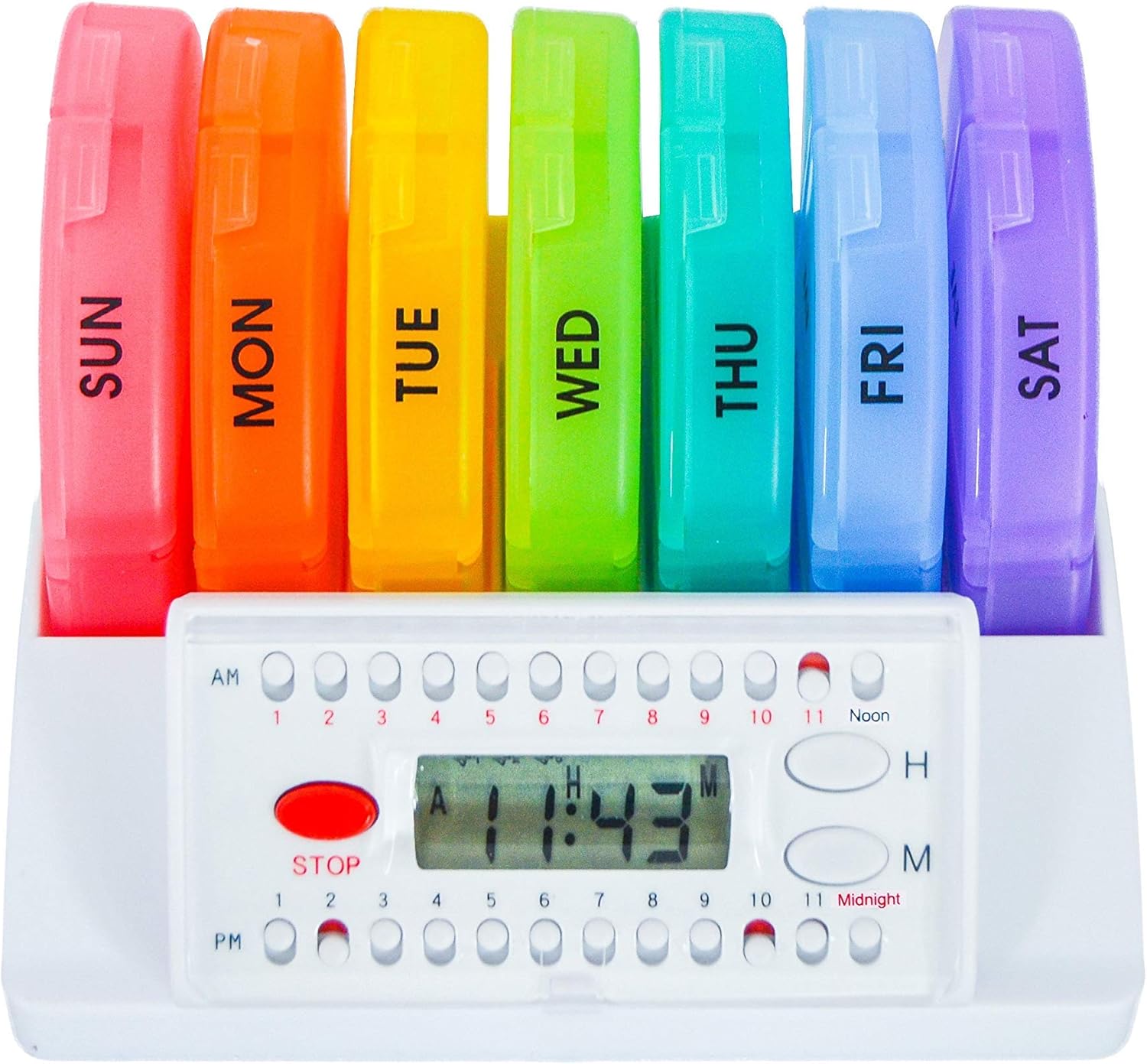 e-Pill Compact Weekly Pill Organizer with Reminder - 7 Day x 4 Compartments per Day: Health & Personal Care