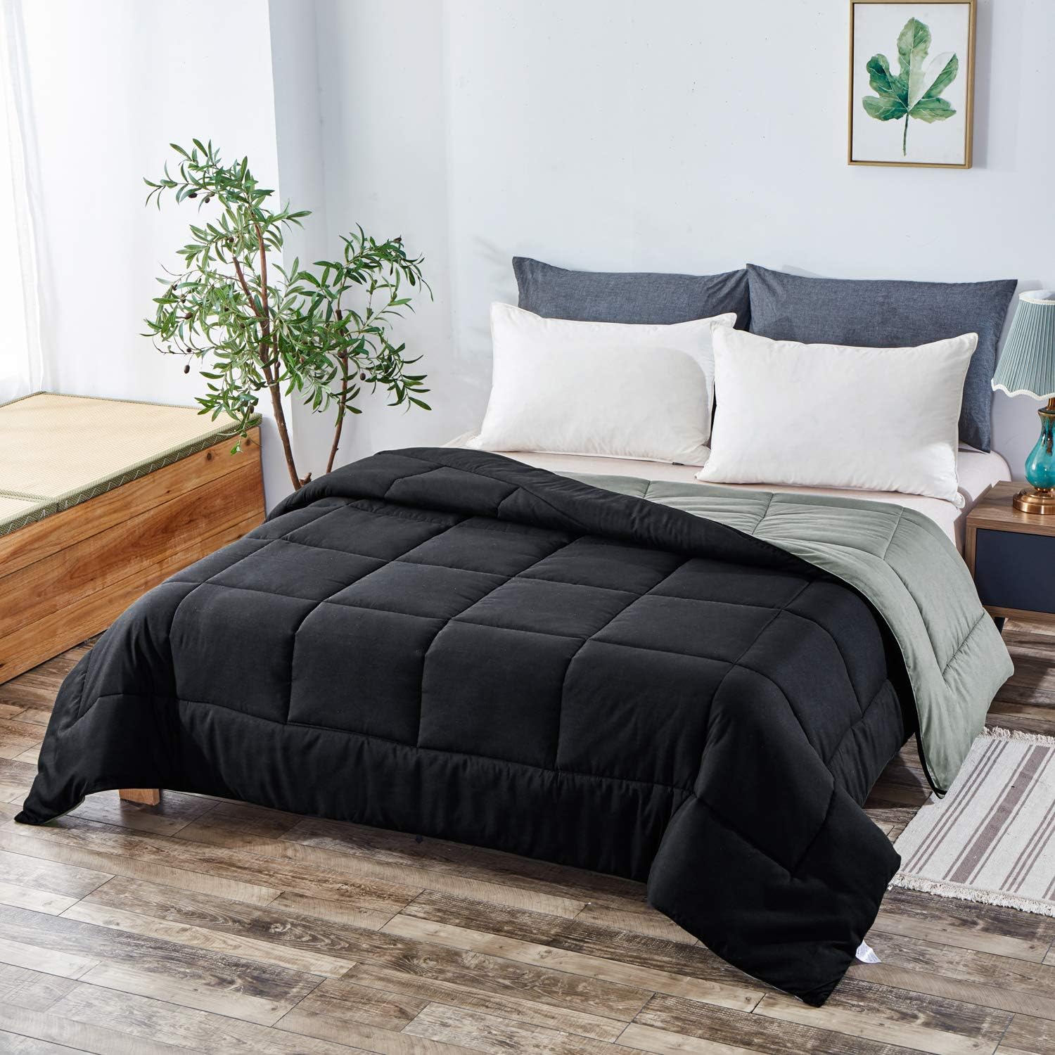 Equinox All-Season White Quilted Comforter - 88 x 88 Inches - Goose Down Alternative Queen Comforter - Duvet Insert Set - Machine Washable - Plush Microfiber Fill (350 GSM): Home & Kitchen