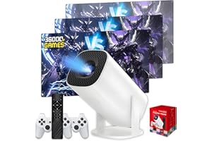 P30 Max Mini Projector for Bedroom,36000+ Games 14 Emulators Game Projector with Controllers,Auto Keystone Portable Projector