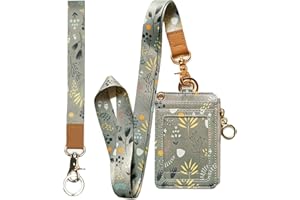 bolimoss Lanyard Wallet,Wallet Lanyard,lanyards for id Badges,lanyards for id Badges for Women,Lanyard Wallet for Women,Fashion Badge Holder with Zipper (Light Grey)