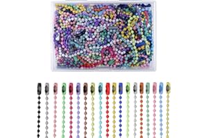 Lemonkey 100Pcs Ball Beads Chain Bulk,Mixed Color Keychain Rings Metal Chain,4 Inch Dog Tag Metal Small Chain with Connectors for Hanging Decoration