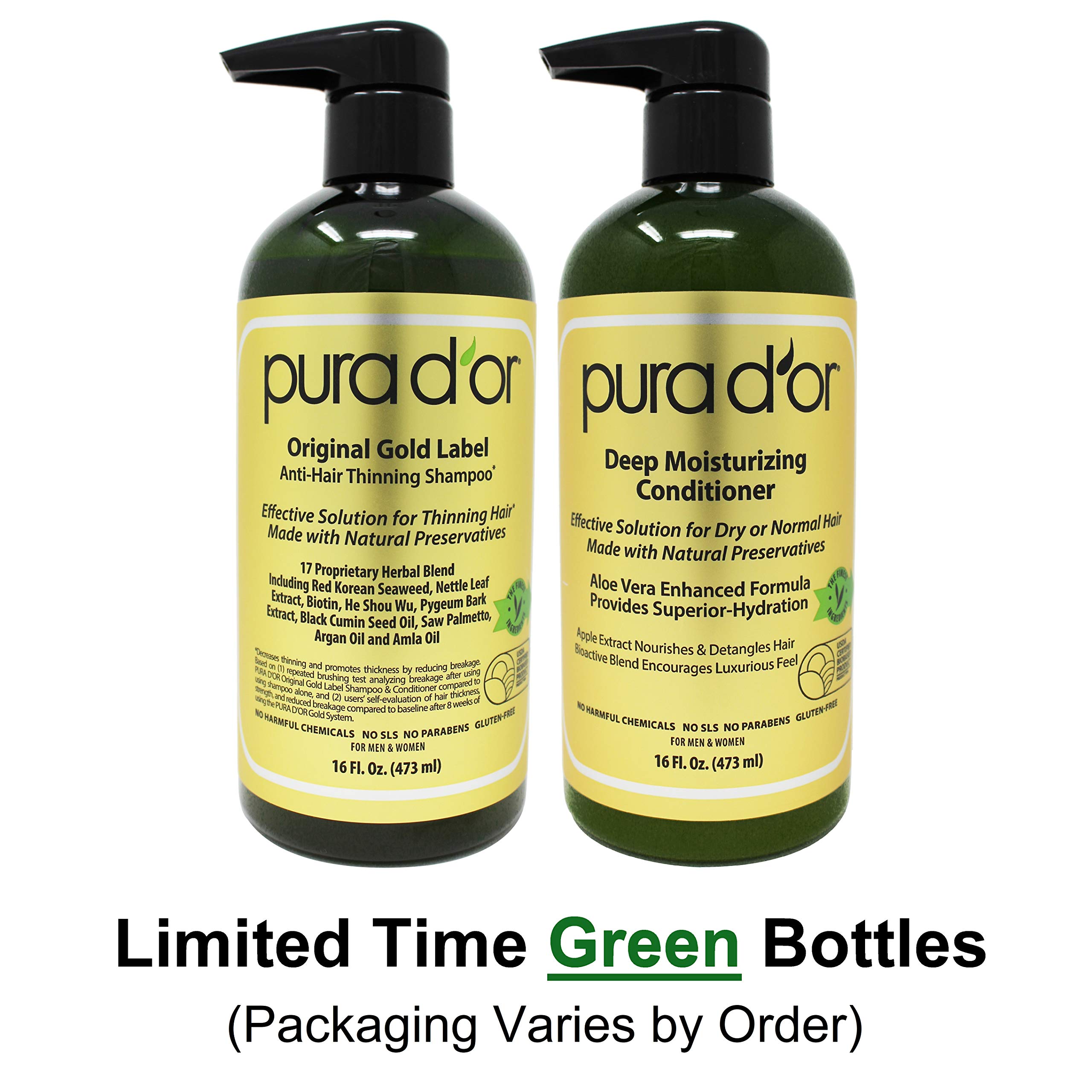 PURA D'OR AntiThinning Biotin Shampoo and Conditioner, CLINICALLY