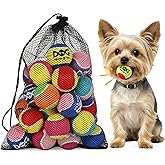 INSUM Squeaky Balls for Dogs, 2'' 24 Pack Squeaky Tennis Balls Small Dogs | Eye-Catching Color Toy Balls, Built-in Squeaker, Idea for Doggie Birthday Gift