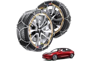 ALLLAKE Tesla Model 3 Snow Chains, Auto-locking Cable Traction Tire Chain, Tesla Accessories 2023 2024, Set of 2