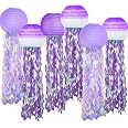 Jellyfish Paper Lanterns – 6 Pack Hanging Decor For Mermaid, Under The Sea, Ocean Theme Parties