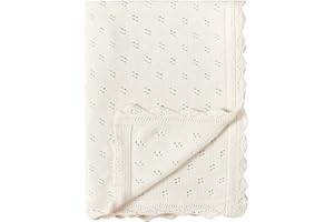 Cellular Blankets Baby, 32x39 Inch Soft Breathable Cotton Blanket, White Knitted Baby Comforter for Newborn Boy Girls Cotton 
