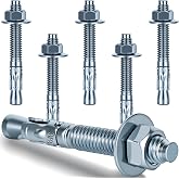 Ahniiqo 3/8 x 3 inch Wedge Anchors, 6 pcs Concrete Screw and Anchor Kit, Galvanized Concrete Anchors, Concrete Wall Anchors and Brick Anchors, Suitable for Concrete Floors and Walls