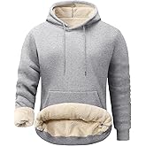 Flygo Men's Casual Fleece Sherpa Lined Hoodie Winter Warm Pullover Hooded Sweatshirt