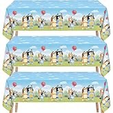 Bluey Tablecloth 3-Pack - Bluey Birthday Decorations and Party Supplies | Officially Licensed Bluey Party Decorations, 54 x 84-Inch Rectangular Table Cloth 3-Pack