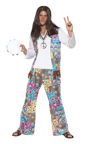 Schicker Hippie Kostüm Oberteil mit angesetzter Weste Hose und Haarband, Large