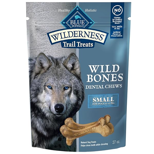 BLUE BUFFALO WILDERNESS WILD BONES GRAIN-FREE DENTAL CHEWS DOG TREATS, SMALL, 27-OZ BAG