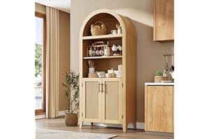 5-Tier Kitchen Pantry Cabinet, Arched Display Cabinet with Door and Adjustable Shelf, Freestanding Storage Cabinet Versatile 