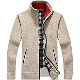 Yeokou Men's Casual Slim Full Zip Thick Knitted Cardigan Sweaters with Pockets