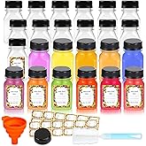 Z-synka 24PCS 4oz Plastic Juice Bottles for Juicing,with Leak Proof Caps Lids Empty Reusable Wellness Shot Bottles with Label,Funnel,Brush,Ginger Shot Containers,Juice Milk Beverages 120ml Drink Jar