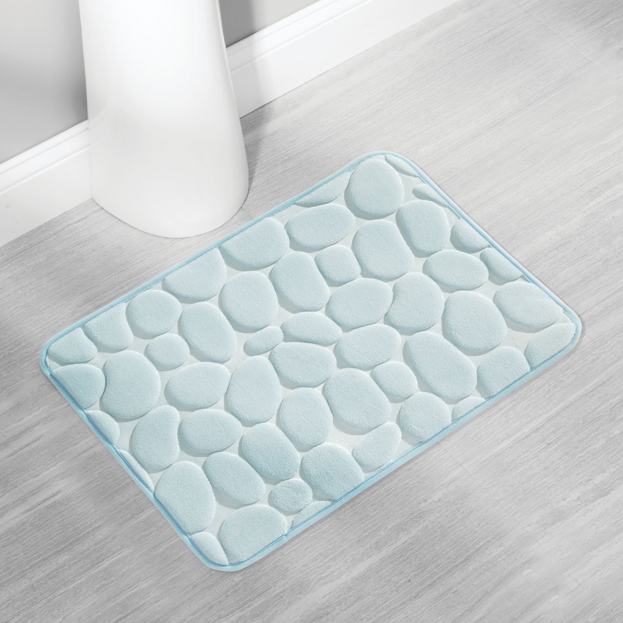 mDesign Small Pebble Accent Memory Foam Bath Mat for Bathroom Showers