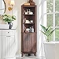 RedLemon 68" Tall Corner Cabinet, Modern Fluted Storage Cabinet with Adjustable Shelves, Curved Profile Design, Space Saver for Bathroom, Living Room, Kitchen, Walnut
